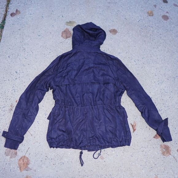 Vince Tencel Utility Jacket Navy Blue XS Hooded Adjustable Quiet Luxury - Picture 2 of 16